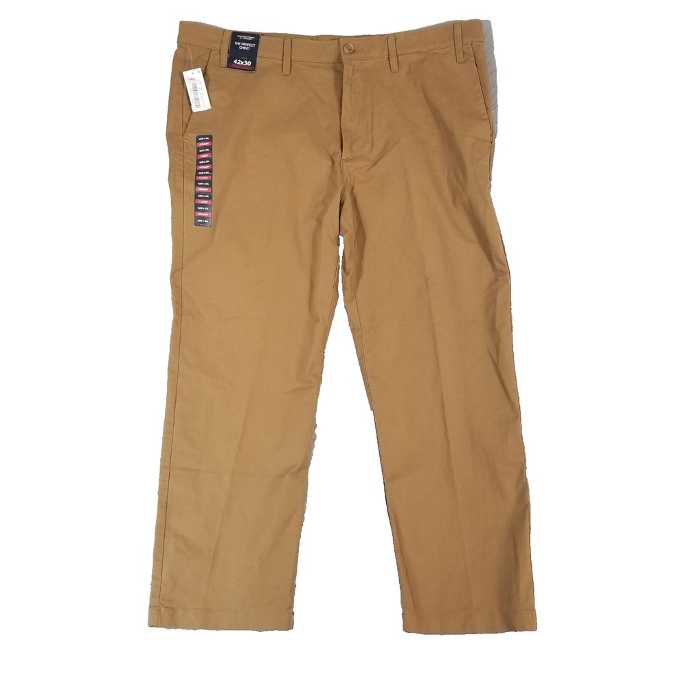 Roundtree & Yorke Pants Men 42x30 Brown Perfect Chino Stewart Classic Stretch